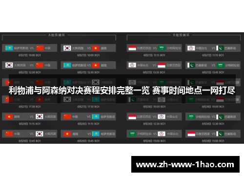 利物浦与阿森纳对决赛程安排完整一览 赛事时间地点一网打尽